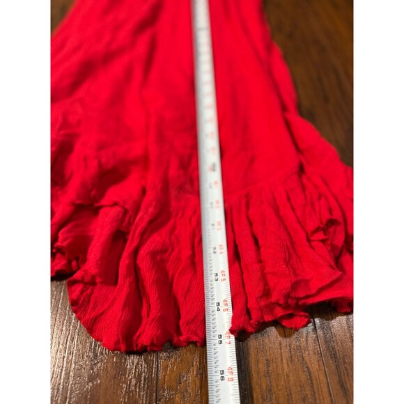NEW Free People Size S Adella Maxi Slip Dress Sleeveless Boho Crochet Lace Red - Picture 13 of 15